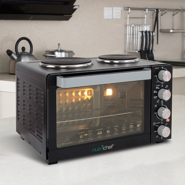 NutriChef Rotisserie Cooker Dual Hot Plates Countertop Convection Oven 120V 1500W & Reviews